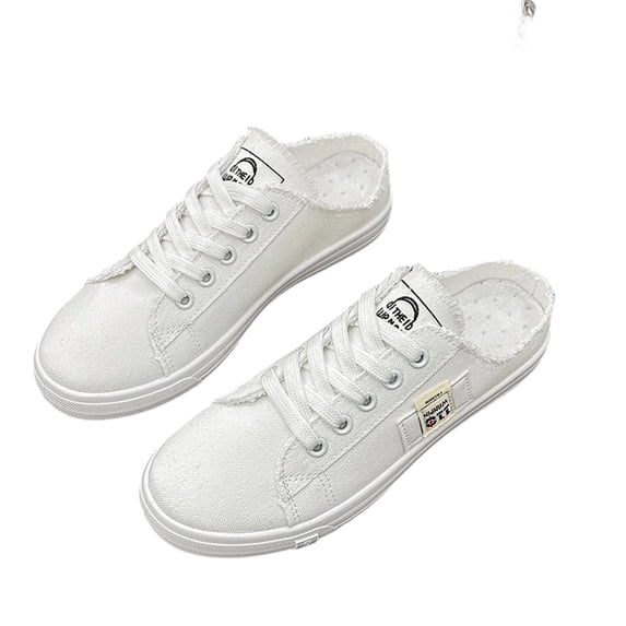 Canvas Slip On Shoes Womens White Black Fashion Sneakers Loafers Shoes White 36