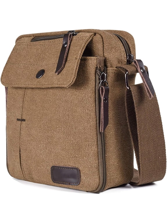 Canvas Small Messenger Bag Casual Shoulder Bag Chest Bag Travel Carry Bag for Men, Multi-pocket Purse Handbag Crossbody Bag