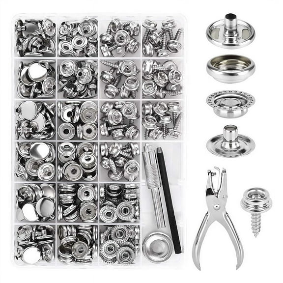 Canvas Snap Kit,Marine Grade Stainless Steel Snaps,Screw Snaps,Boat Cover Snaps,Carpet Kit with Setting Tool 314PC