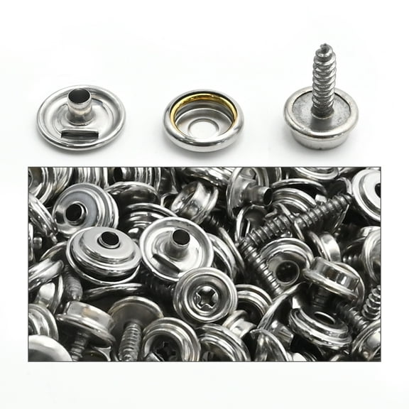 Canvas Snap Kit, Marine Grade Stainless Steel Snaps for Boat Covers, 150 PCS 3/8" Socket Metal Fasteners for Clothing, Leather, and Fabric