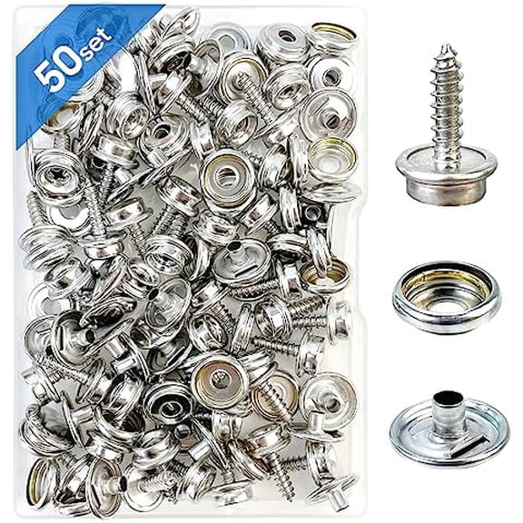 Canvas Snap Kit, Stainless Steel Snaps Marine Grade Snaps for Boat Cover - Snap Kit for Boat Cover 3/8" Socket Metal Snaps Fasteners for Clothing Leather Fabric Canvas150 PCS