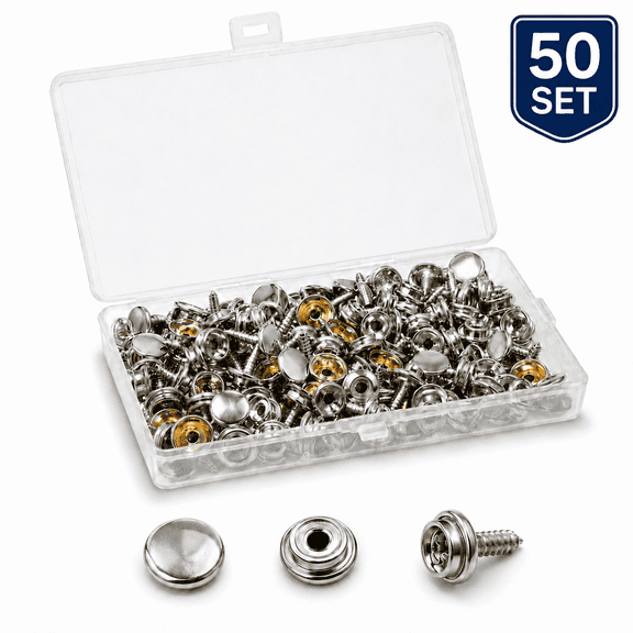 Kabuer Marine-Grade Stainless Steel Canvas Snap Kit, 50-Set