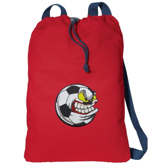 Canvas Soccer Nut Drawstring Bag DELUXE Soccer Fan Backpack Cinch Pack for Him or Her
