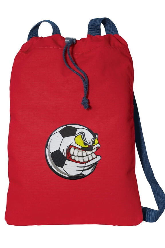 Canvas Soccer Nut Drawstring Bag DELUXE Soccer Fan Backpack Cinch Pack for Him or Her