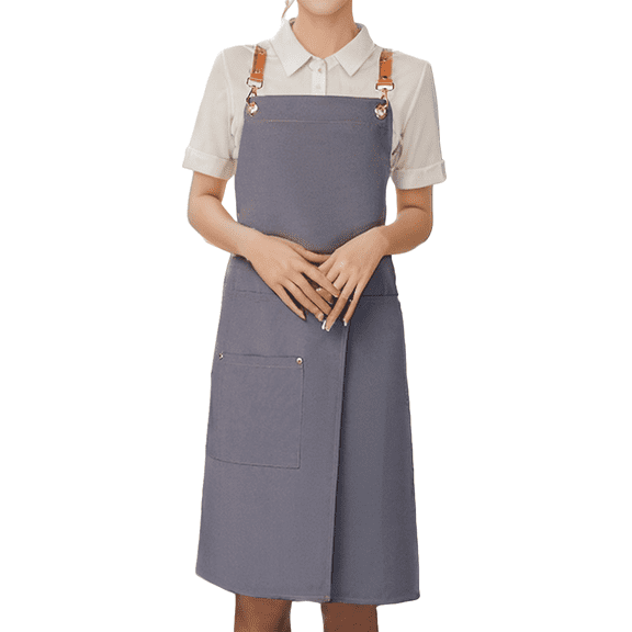 Canvas Split Work Apron Waterproof Apron with Pockets Adjustable Split Skirt Apron for Restaurant Cafe Kitchen