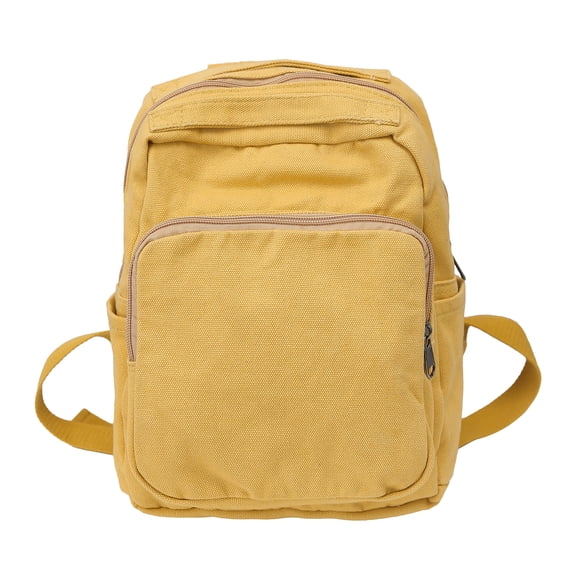 Canvas Square Backpack, Mini Casual Backpack, Solid Color Schoolbag for College Work Travel, Yellow