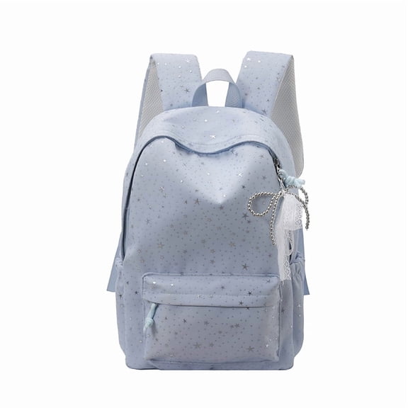 Canvas Star Backpack 15.75 Inch Multi-pocket Laptop Bag With Pendant Durable for College Commute Travel (Blue)