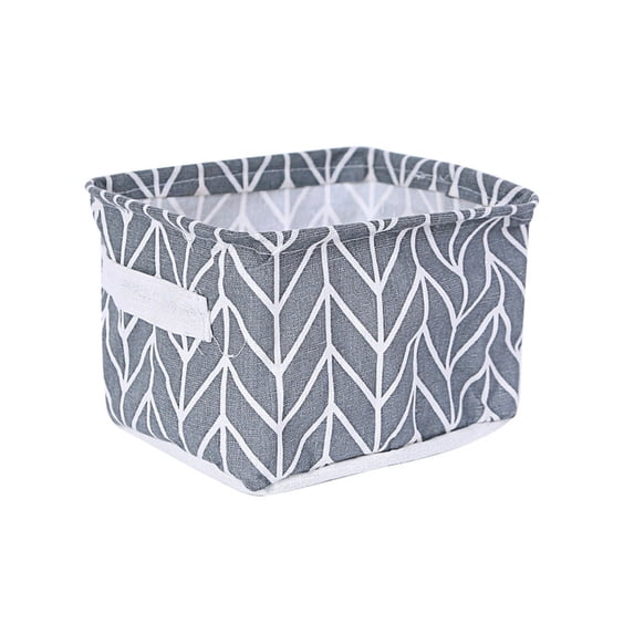 Canvas Storage Bins, Gaqring Foldable Fabric Linen Organizer Basket, Wire-Framed Stable Compact Bin for Makeup Books Toys Home Decor, Gray