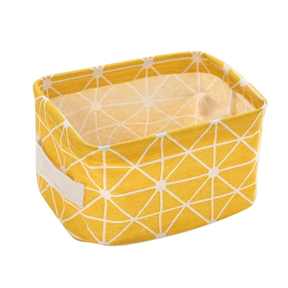 Canvas Storage Box Yellow Lattice Storage Basket, Waterproof Folding Storage Basket Cotton Fabric Storage Storage Box, for Miscellaneous Snacks Jeweler Storage Bins Box Storage