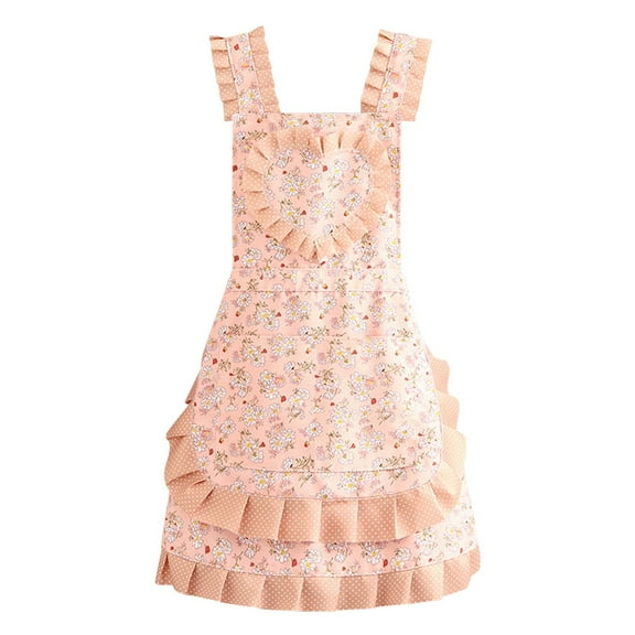 Canvas Straps Heart-Shaped Floral Apron, Durable Canvas Material Protecting Clothes From Pollution Oil And Water Splashes And Preventing Scalding, Comfortable Front Pocket For