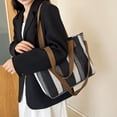 thumbnail image 1 of Canvas Striped Shoulder Bag for Women, Large Capacity Handbag and Trendy Tote, Practical and Versatile Purse for Travel, Shopping, Work, Dating, Everyday Use, 1 of 9