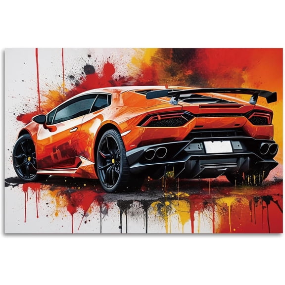 Canvas Supercar Poster, Graffiti Art Canvas Print, Modern Automotive Wall Art for Man Cave Decor, A Gift for Car Lovers, 12x16 inches Unframed