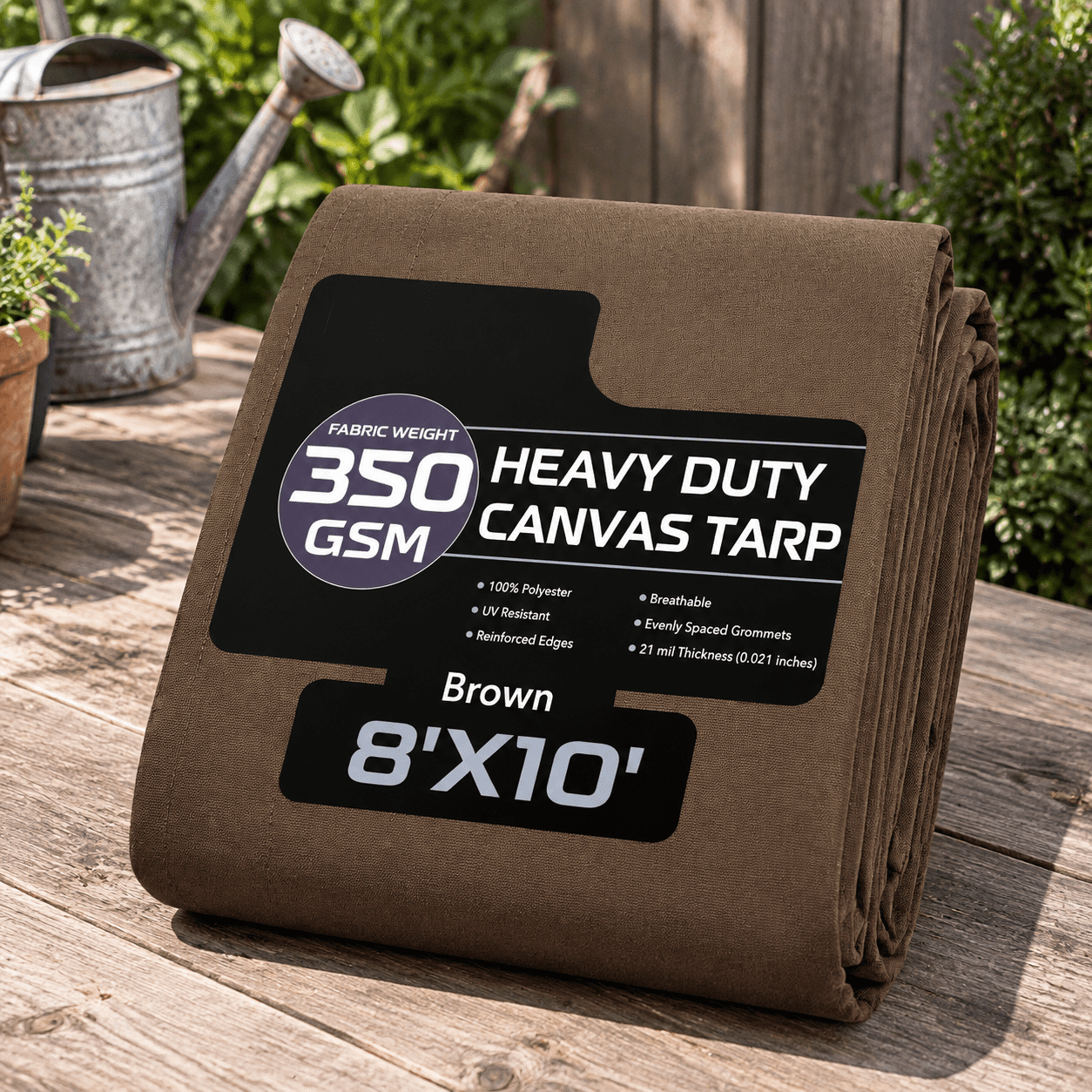 Canvas Tarp 8x10 Ft 12 Oz Heavy Duty Waterproof Dark Brown - Walmart.com