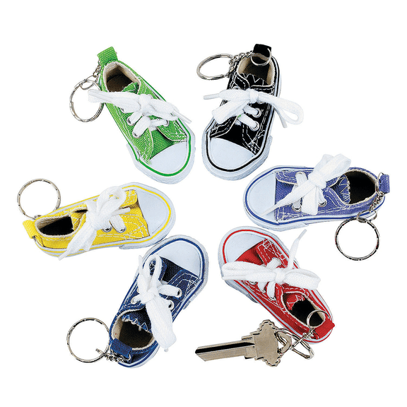 Canvas Tennis Shoe Key Chain - Party Favors - 12 Pieces
