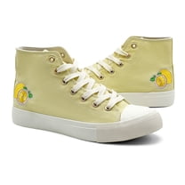 Canvas Tennis Shoes for Women High Top Casual Sneakers Cute Fruit Print Lace Up Fashion Comfortable Walking Shoes