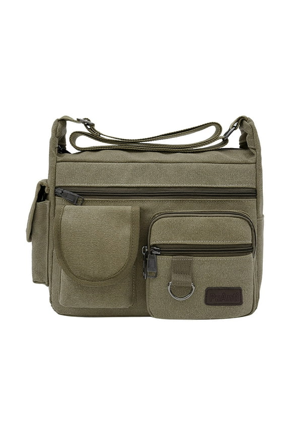 Canvas Tool Bag for Tools,Wrenches,Screwdrivers,Heavy-Duty Organization for Gear and Equipment,All Purpose Military Style Duffle Bag,Water-Resistant,Adjustable Strap,Green,12.2x5.51x8.27"