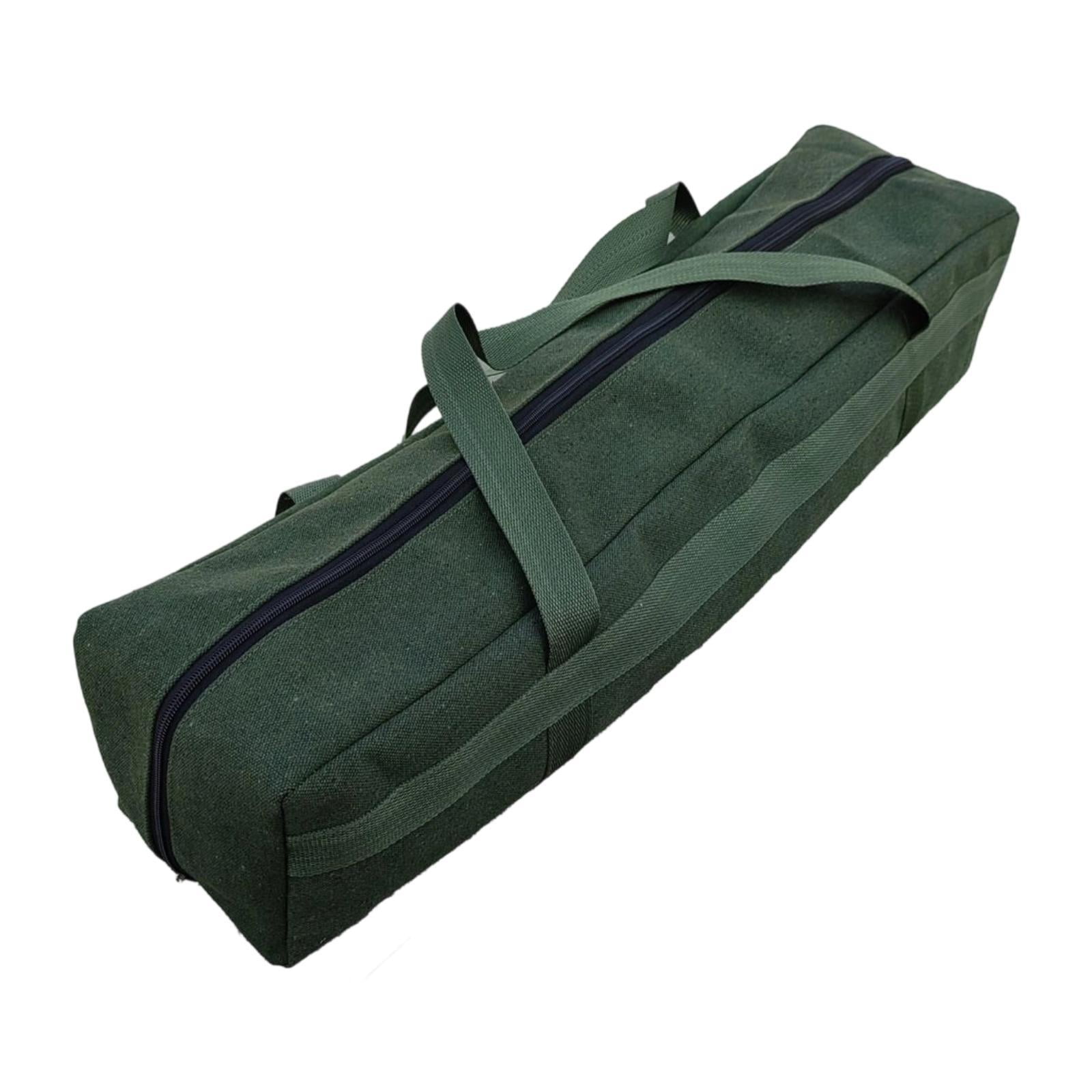 Canvas Tool Bag Zippered Tent Pole Storage Large Capacity Carry Bag for Fishing Camping Travelers