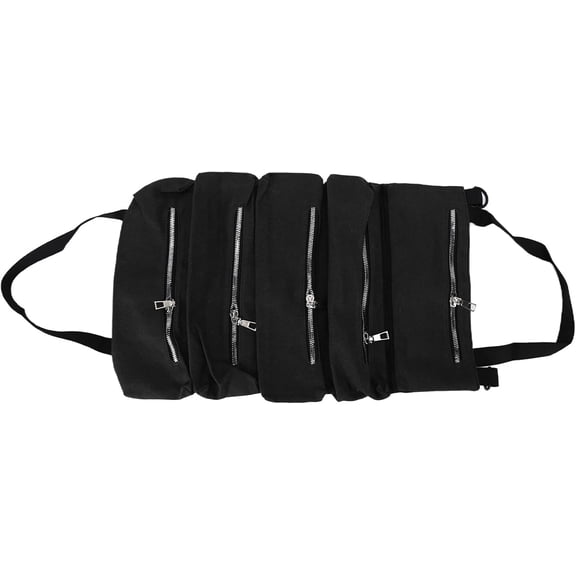 Canvas Tool Roll Up Bag with Straps for Home & Auto Repair, Portable Storage Pouch