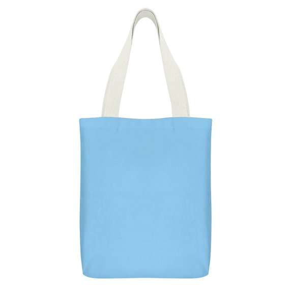 Canvas Tote 12.6 X 15in With Inner Pocket Double-Sided Printing For Daily Travel Shopping Light Blue