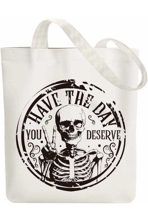 Canvas Tote Bag Black Skull Circle Reusable Cotton Bag for Women Durable Cloth Shoulder Bags with Zipper Pockets for Shopping Vacation Work Gym Cloth