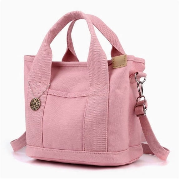Canvas Tote Bag, Crossbody Shoulder Handbag, Multi Pocket Lightweight Carry Bag for Work Shopping Travel Daily Organizer Use