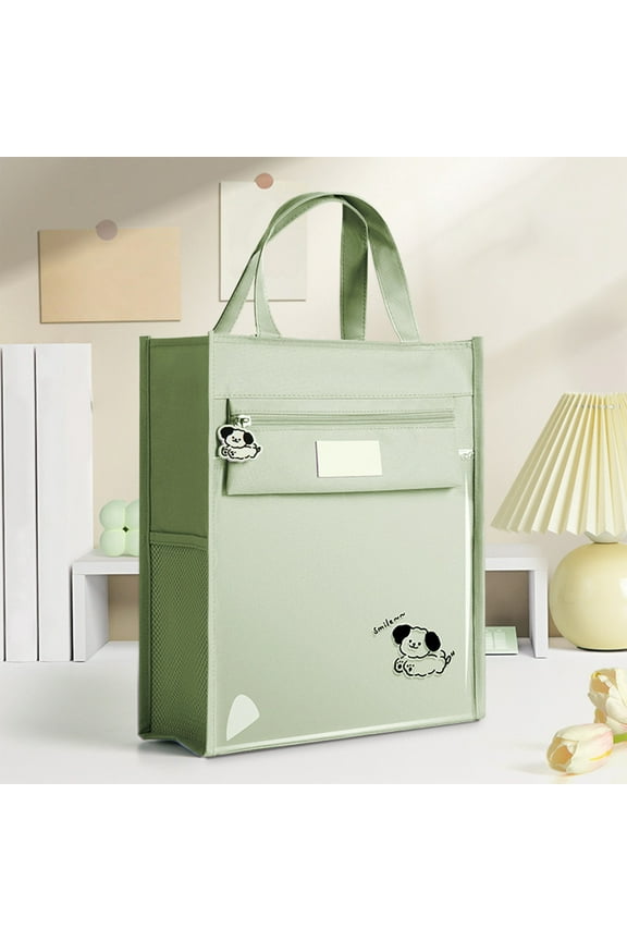 Canvas Tote Bag,Document Bag with Handle File Tote Bag Pouch with Cute Print,Multipocket Handbag with Compartments,Portable Art Bag for Carrying Paper Files Books Filing Folder