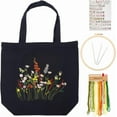 thumbnail image 1 of Canvas Tote Bag Embroidery Kit Black Bag Flower Grass Pattern Cross Stitch Kit for Beginners DIY Arts Crafts Handy Sewing Set Kits Starter Supplies with Printed Needles Hoop Color Threads, 1 of 9