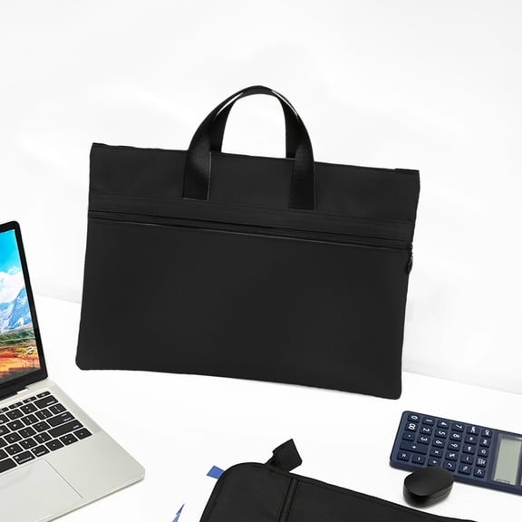 Canvas Tote Bag with Handle 15.15x12in, Water Resistant Zipper Briefcase, A4 File Organizer Document Bag with Dual Compartments for Business, Office, Meeting and Business Trip Use