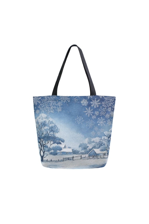 Canvas Tote Bag Large Canvas Bag 13.5x5.1x15 Inch Shopping Canvas Bag Suitable For Outing Shopping Travel Out Of Large Capacity Storage Winter Scene