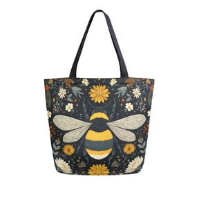 Canvas Tote Bag Large Canvas Bag 13.5x5.1x15 Inch Shopping Canvas Bag Suitable For Outing Shopping Travel Out Of Large Capacity Storage Beautiful Bumblebee Illustration