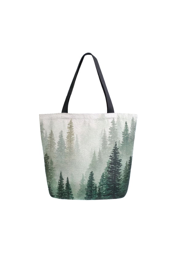 Canvas Tote Bag Large Canvas Bag 13.5x5.1x15 Inch Shopping Canvas Bag Suitable For Outing Shopping Travel Out Of Large Capacity Storage Beautiful Green Forest