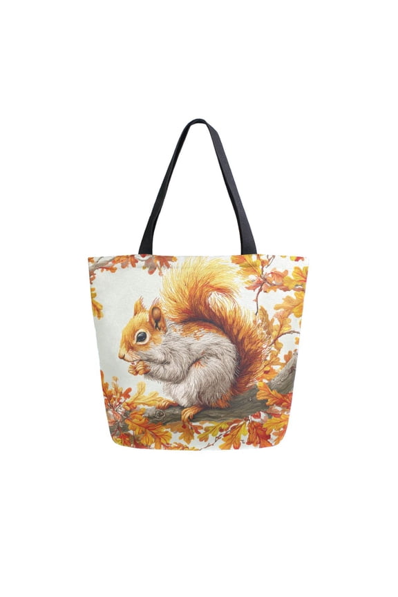 Canvas Tote Bag Large Canvas Bag 13.5x5.1x15 Inch Shopping Canvas Bag Suitable For Outing Shopping Travel Out Of Large Capacity Storage Beautiful Orange Squirrel