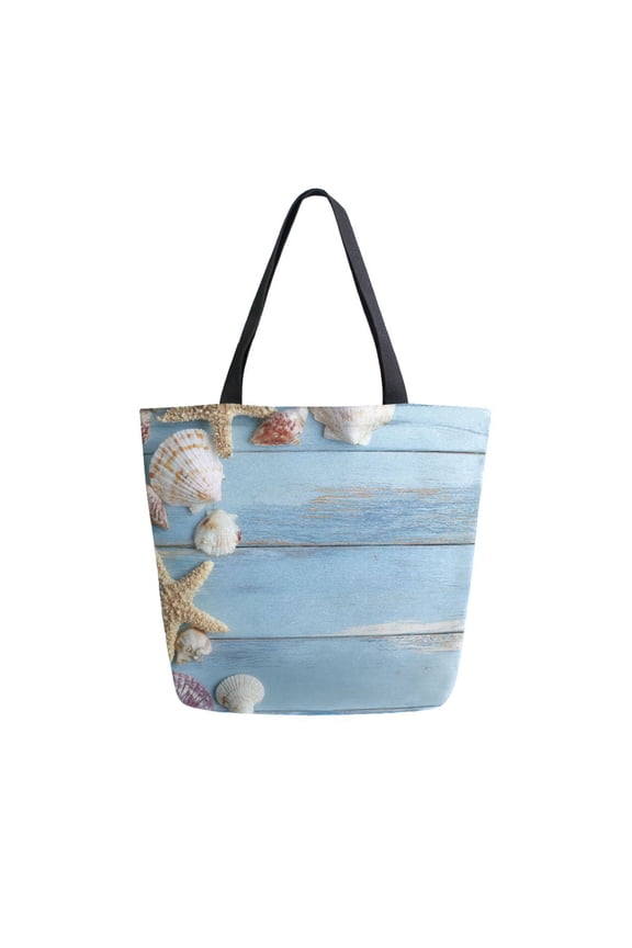 Canvas Tote Bag Large Canvas Bag 13.5x5.1x15 Inch Shopping Canvas Bag Suitable For Outing Shopping Travel Out Of Large Capacity Storage Beautiful Starfish Shells