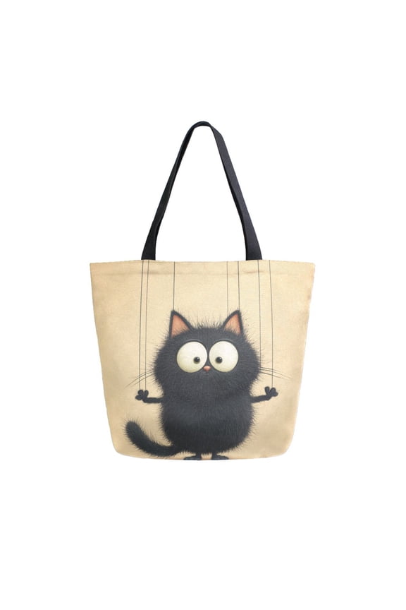 Canvas Tote Bag Large Canvas Bag 13.5x5.1x15 Inch Shopping Canvas Bag Suitable For Outing Shopping Travel Out Of Large Capacity Storage Black Cat Marionette