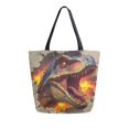 thumbnail image 1 of Canvas Tote Bag Large Canvas Bag 13.5x5.1x15 Inch Shopping Canvas Bag Suitable For Outing Shopping Travel Out Of Large Capacity Storage Dinosaur Icon Design, 1 of 9