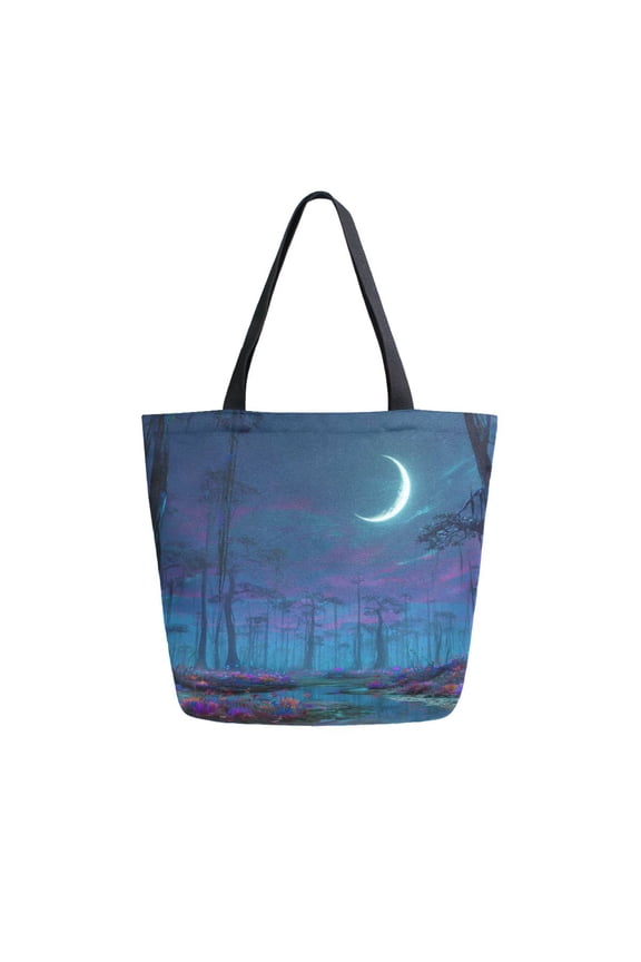 Canvas Tote Bag Large Canvas Bag 13.5x5.1x15 Inch Shopping Canvas Bag Suitable For Outing Shopping Travel Out Of Large Capacity Storage Glowing Neon Swamp Castle