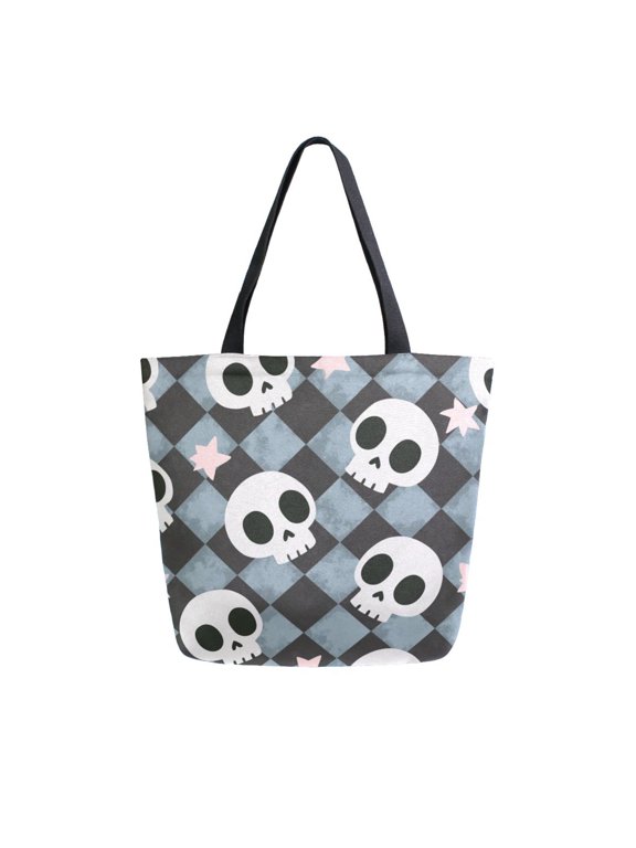 Canvas Tote Bag Large Canvas Bag 13.5x5.1x15 Inch Shopping Canvas Bag Suitable For Outing Shopping Travel Out Of Large Capacity Storage Grey Skull Phantom