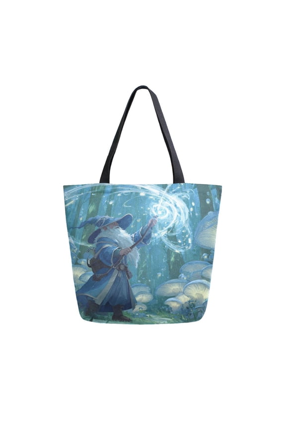 Canvas Tote Bag Large Canvas Bag 13.5x5.1x15 Inch Shopping Canvas Bag Suitable For Outing Shopping Travel Out Of Large Capacity Storage Wizard Casting Forest Magic