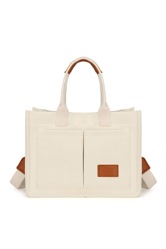 Canvas Tote Bag for Women, Multi Pockets Crossbody for Work, Shoulder Bag