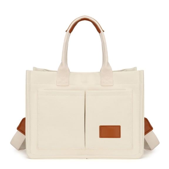 Canvas Tote Bag for Women, Multi Pockets Crossbody for Work, Shoulder Bag