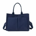 thumbnail image 1 of Canvas Tote Bag with Multi-Pocket for Adults, Large Crossbody Shoulder Handbag Daily Tote Bag with Compartments, Durable Laptop Work Bags Shoulder Travel Messenger Gym Totes, 1Pc(Blue,13.4x5.5x10"), 1 of 5