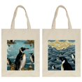 Canvas Tote Bag Penguin Beach Shoulder Bags for Women Girls Reusable
