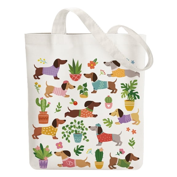 Canvas Tote Bag Reusable Cotton Bag for Women Durable Cloth Shoulder Bags with Zipper PocketsDIY