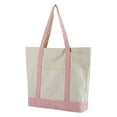 thumbnail image 1 of Canvas Tote Bag Reusable Grocery Shopping Bag Top Zipper Closure Daily Essentials Large Capacity Portable Shopping Bag Pink, 1 of 7