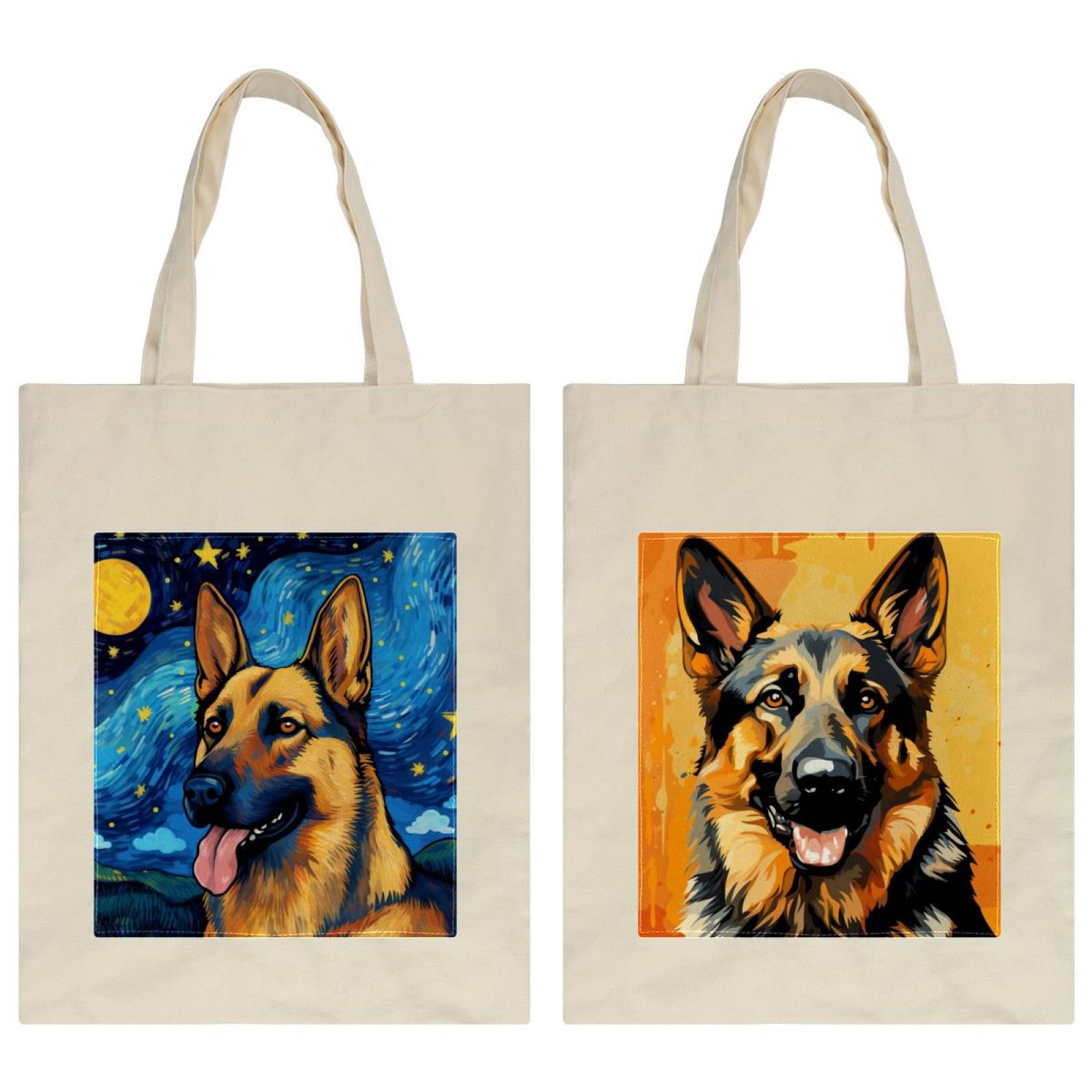 Canvas Tote Bag Sheepdog Beach Shoulder Bags for Women Girls Reusable