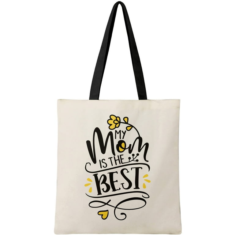 Canvas Tote Bag With Inner Zipper Pocket Mom Best Design Mother s