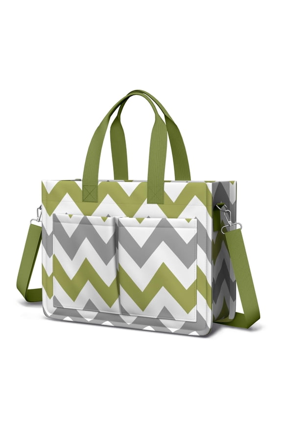 Canvas Tote Bag for Women with Compartments, Large Cute Green Checkered Teacher Student Shoulder Bag Nurse Purses Crossbody Bags Work Laptop Book Bag Satchels Handbags