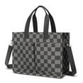 thumbnail image 1 of Canvas Tote Bag for Women with Compartments, Large Cute Grey Checkered Teacher Student Shoulder Bag Nurse Purses Crossbody Bags Work Laptop Book Bag Satchels Handbags, 1 of 6