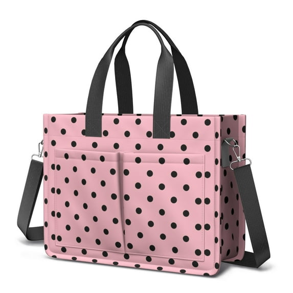 Canvas Tote Bag for Women with Compartments, Large Red Polka Dot Teacher Student Shoulder Bag Nurse Purses Crossbody Bags Work Laptop Book Bag Satchels Handbags