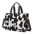thumbnail image 1 of Canvas Tote Bag for Women with Compartments, Medium Black Cow Chechered Teacher Student Shoulder Bag Nurse Purses Crossbody Bags Work Laptop Book Bag Satchels Handbags, 1 of 6